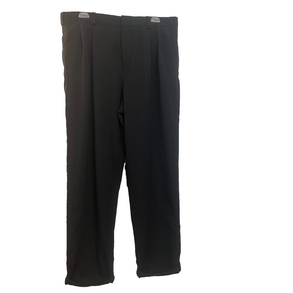 Eddie Bauer Pants Men 36 Dress Tall Black Pleated Bottoms Business Wool Work‎